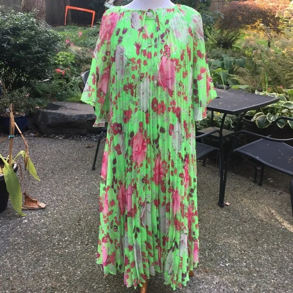 Christopher John Rogers | Dresses | Nwt Christopher John Rogers Green Pink  Pleated Dress With Camisole Slip Dress | Poshmark
